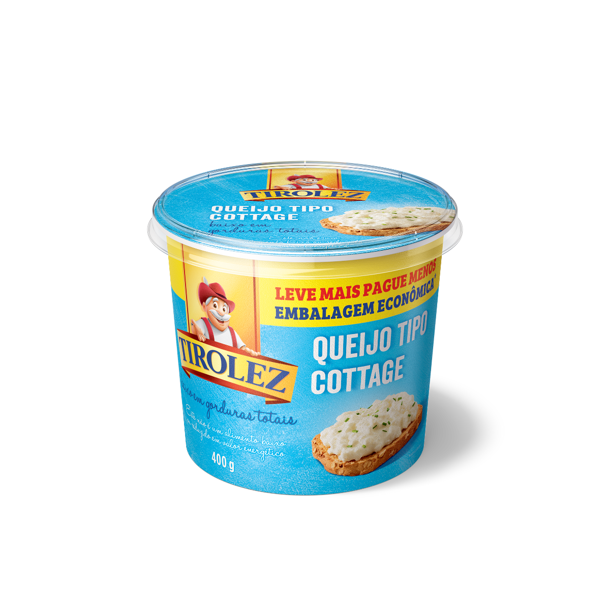 Queijo Cottage Tirolez Pote 400g Leve Mais Pague Menos Embalagem Econômica