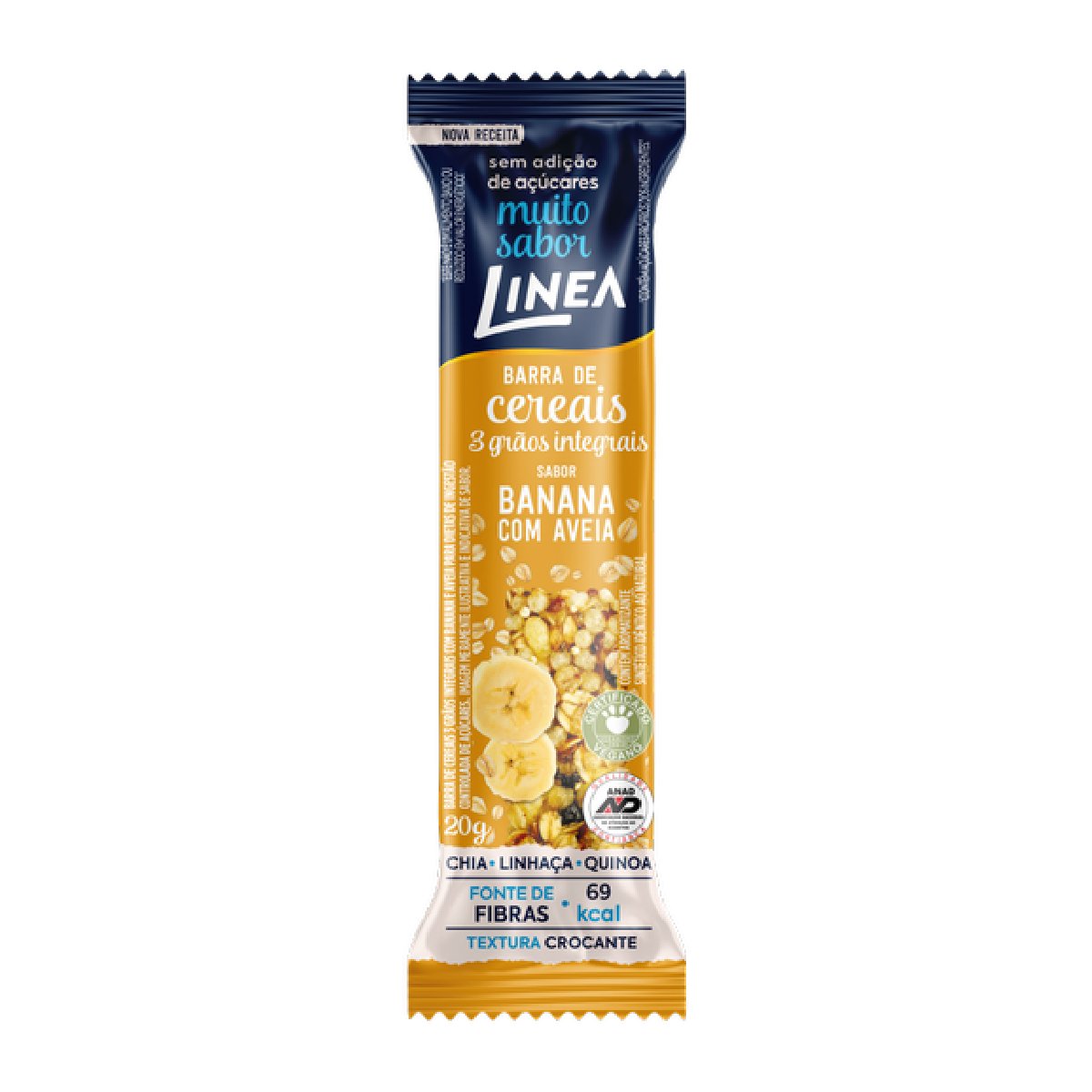 Cereal em Barra Sabor Banana com Aveia Linea Caixa com 3 Unidades de 20g