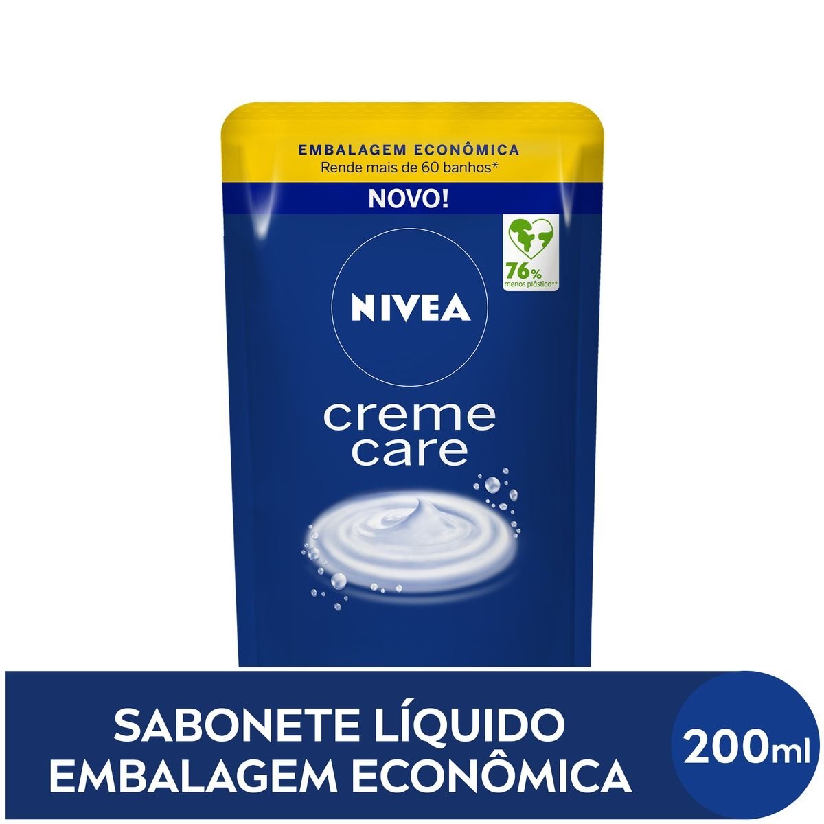 Sabonete Líquido Nivea Creme Care Sachê 200ml Refil Embalagem Econômica