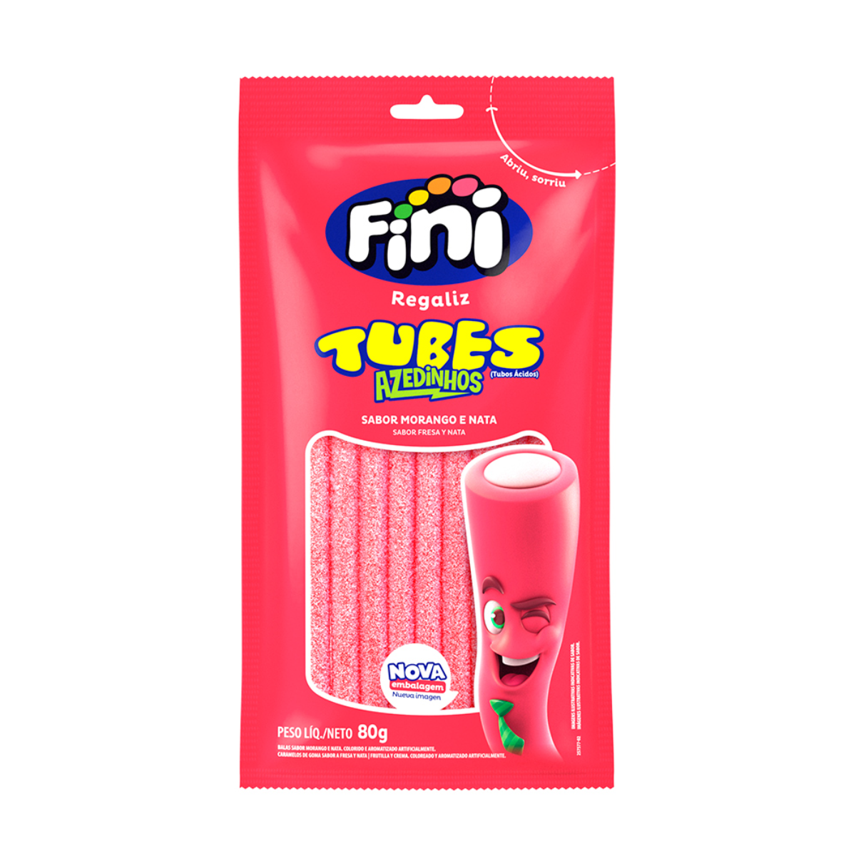 Bala de Gelatina Tubinhos Cítricos FINI Pacote 80g