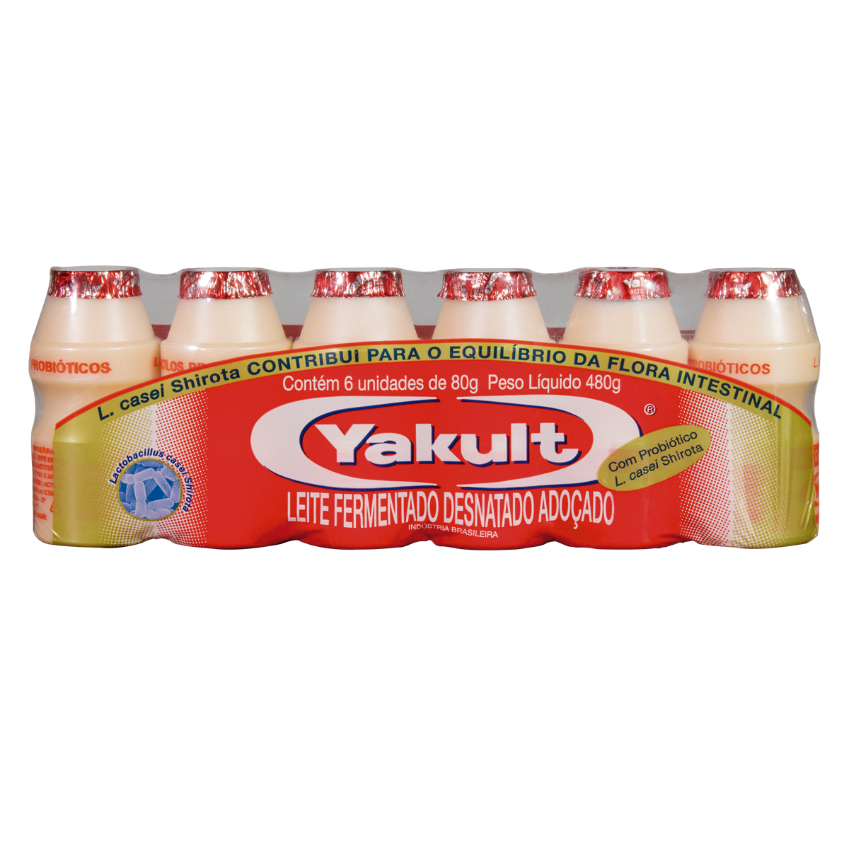 Pack Leite Fermentado Desnatado Yakult Frasco 480g 6 Unidades
