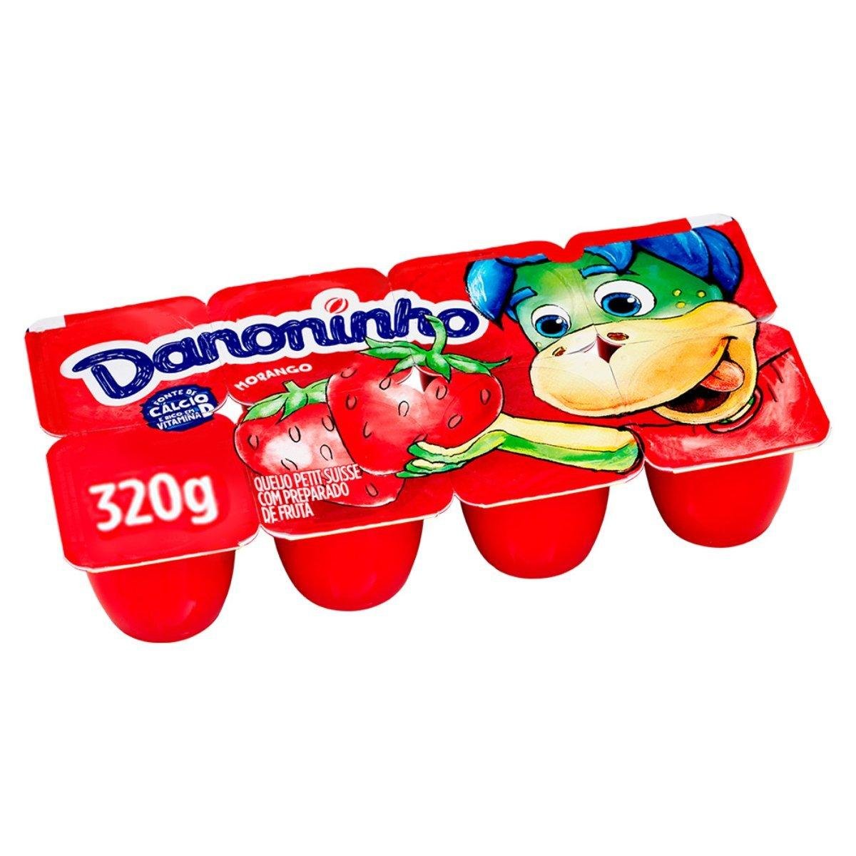Queijo Petit Suisse Morango Danoninho Bandeja 320g 8 Unidades