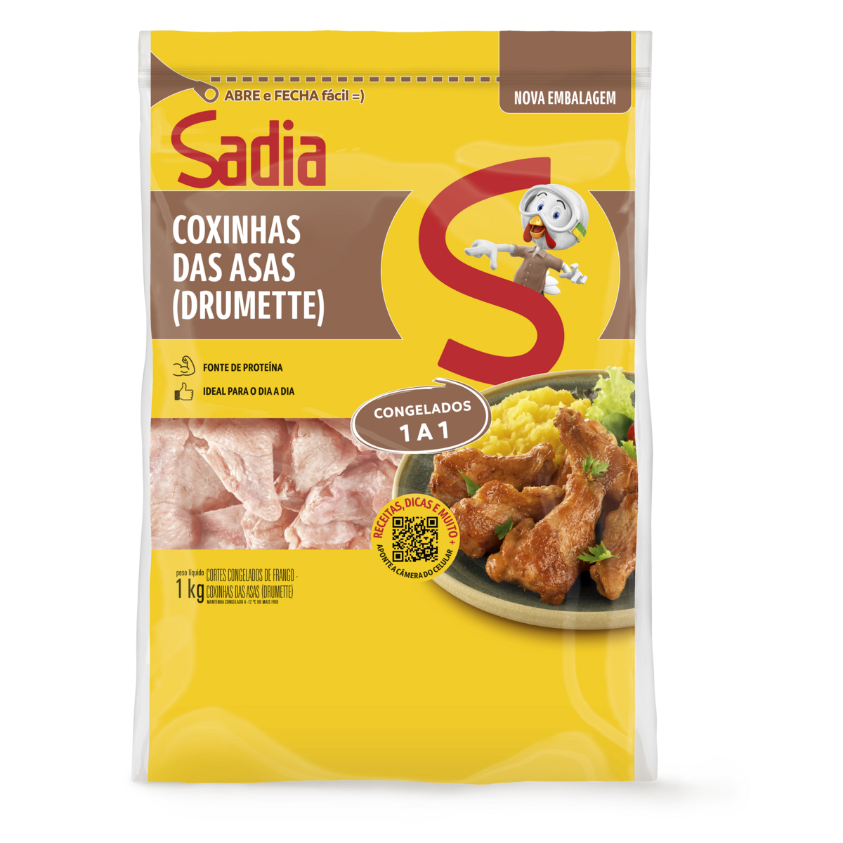 Coxinha da Asa de Frango Congelada Sadia Pouch 1kg