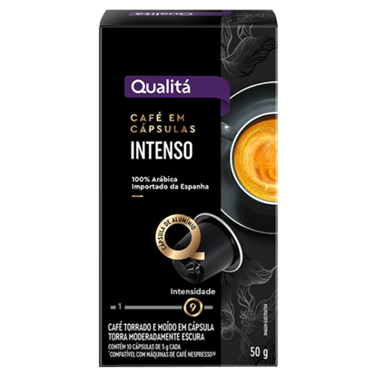 Café em Cápsula Torrado e Moído Intenso Qualitá Caixa 50g 10 Unidades