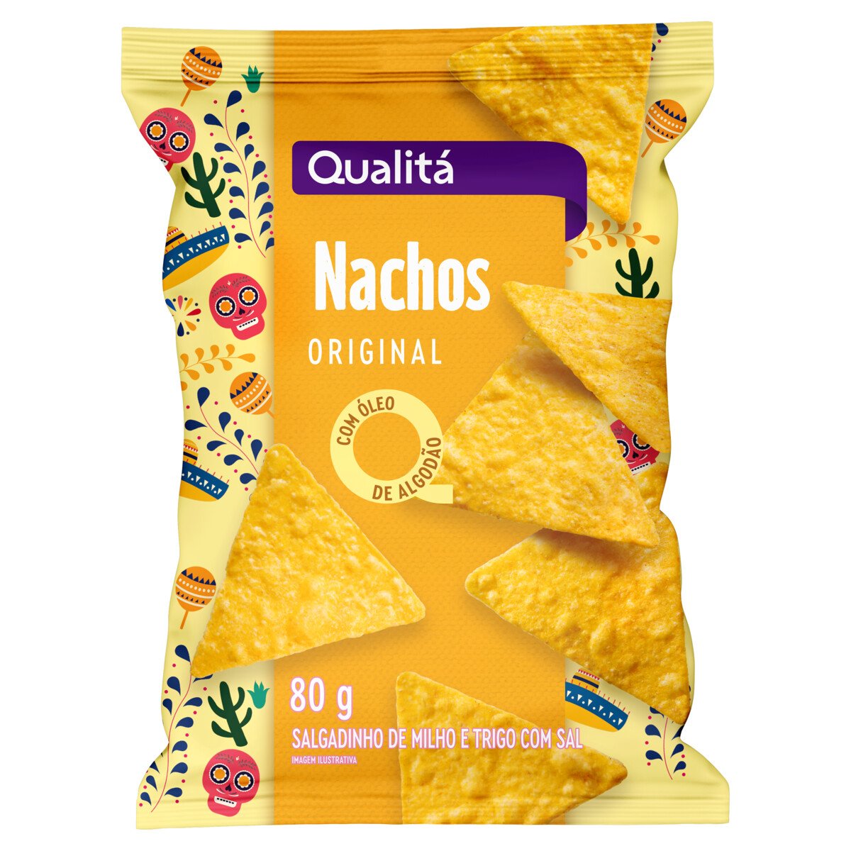 Salgadinho de Milho e Trigo Nacho com Sal Original Qualitá Pacote 80g