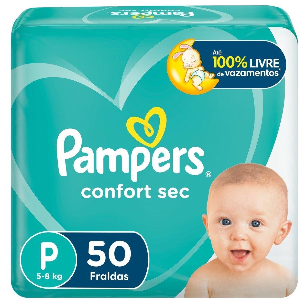 Fralda Pampers Confort Sec P 50 unidades