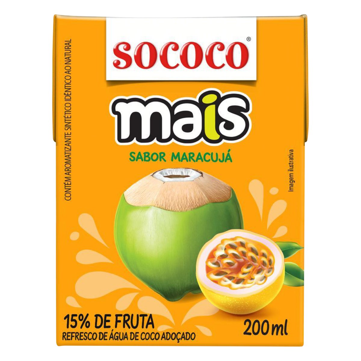 Água de Coco Maracujá Sococo Mais Caixa 200ml