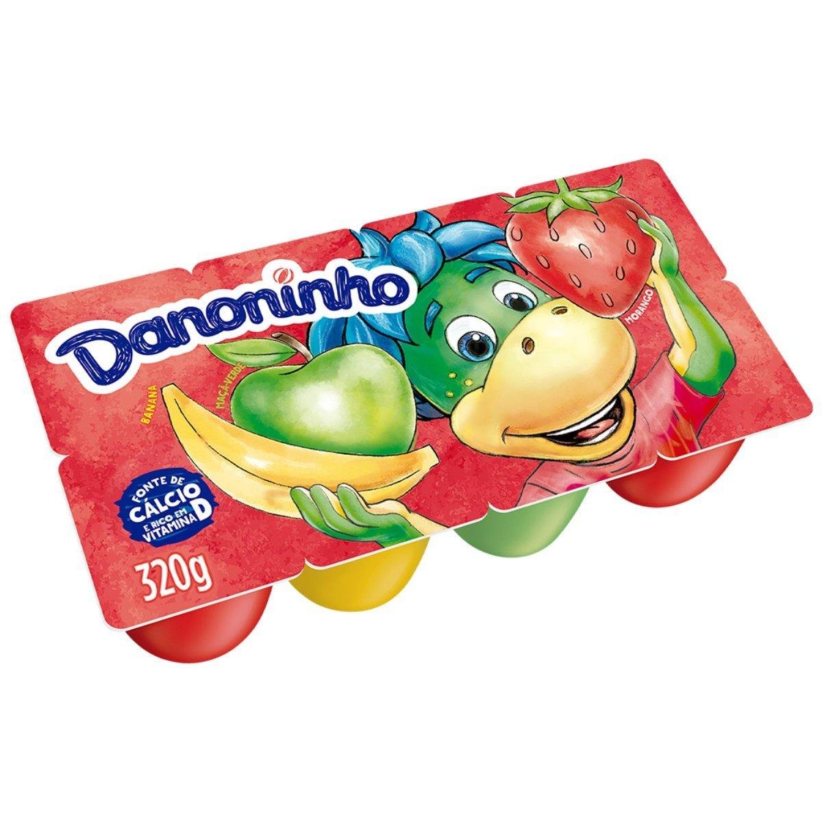 Queijo Petit Suisse Banana + Maçã-Verde + Morango Danoninho Bandeja 320g 8 Unidades