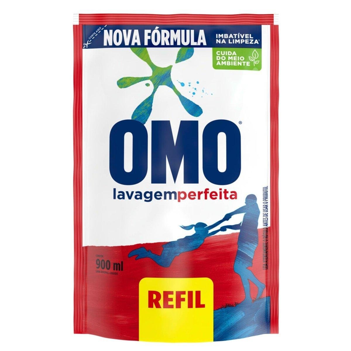Lava-Roupas Líquido Omo Lavagem Perfeita Sachê 900ml Refil