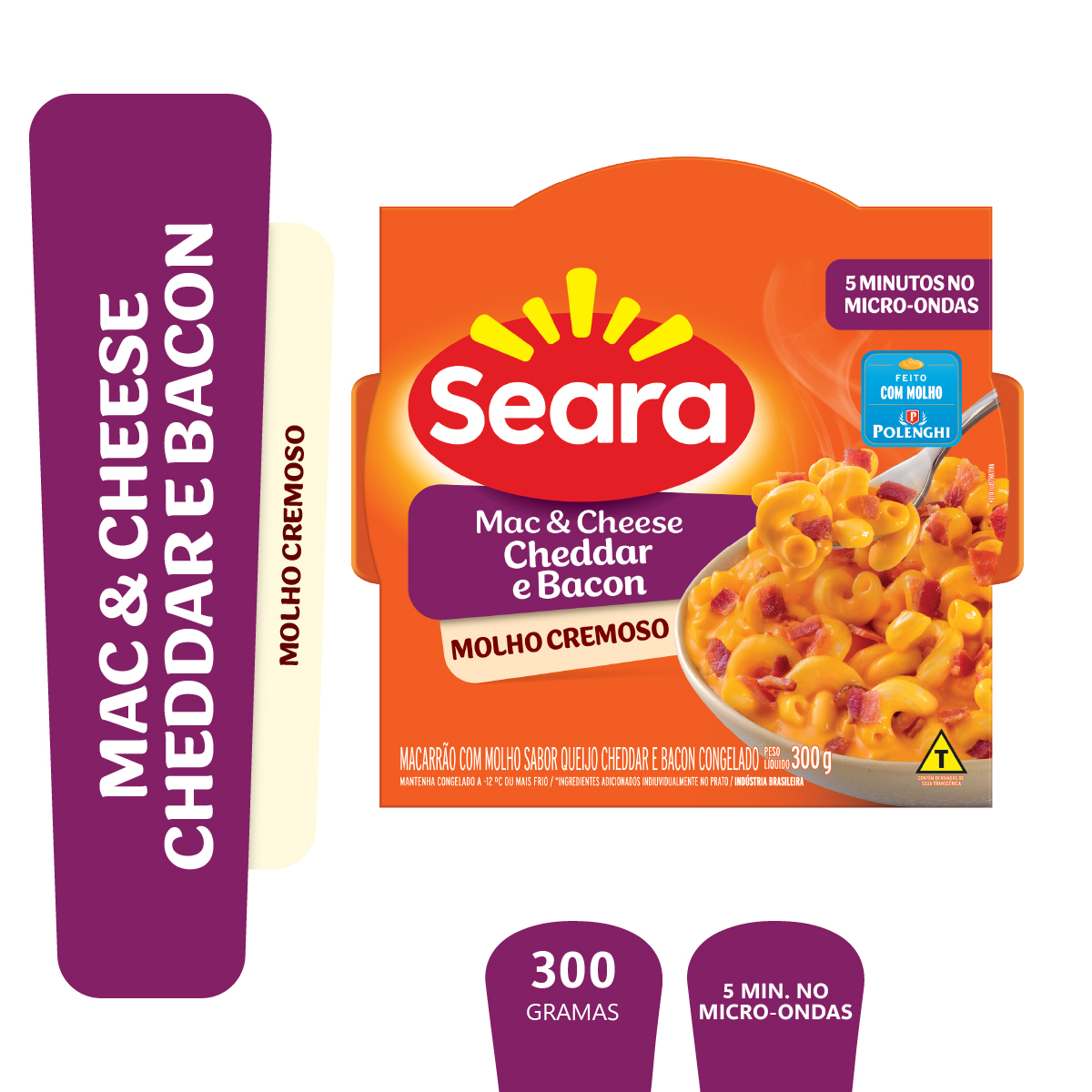 Mac e Cheese Cheddar e Bacon Seara Caixa 300g