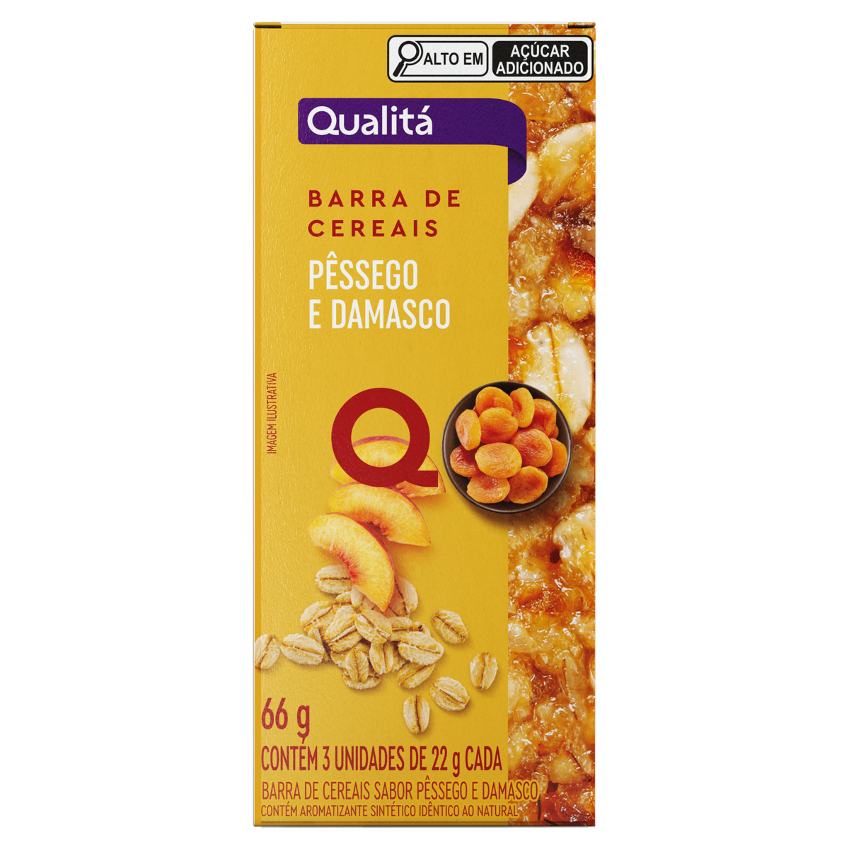 Barra de Cereais QUALITÁ Pêssego e Damasco 66g