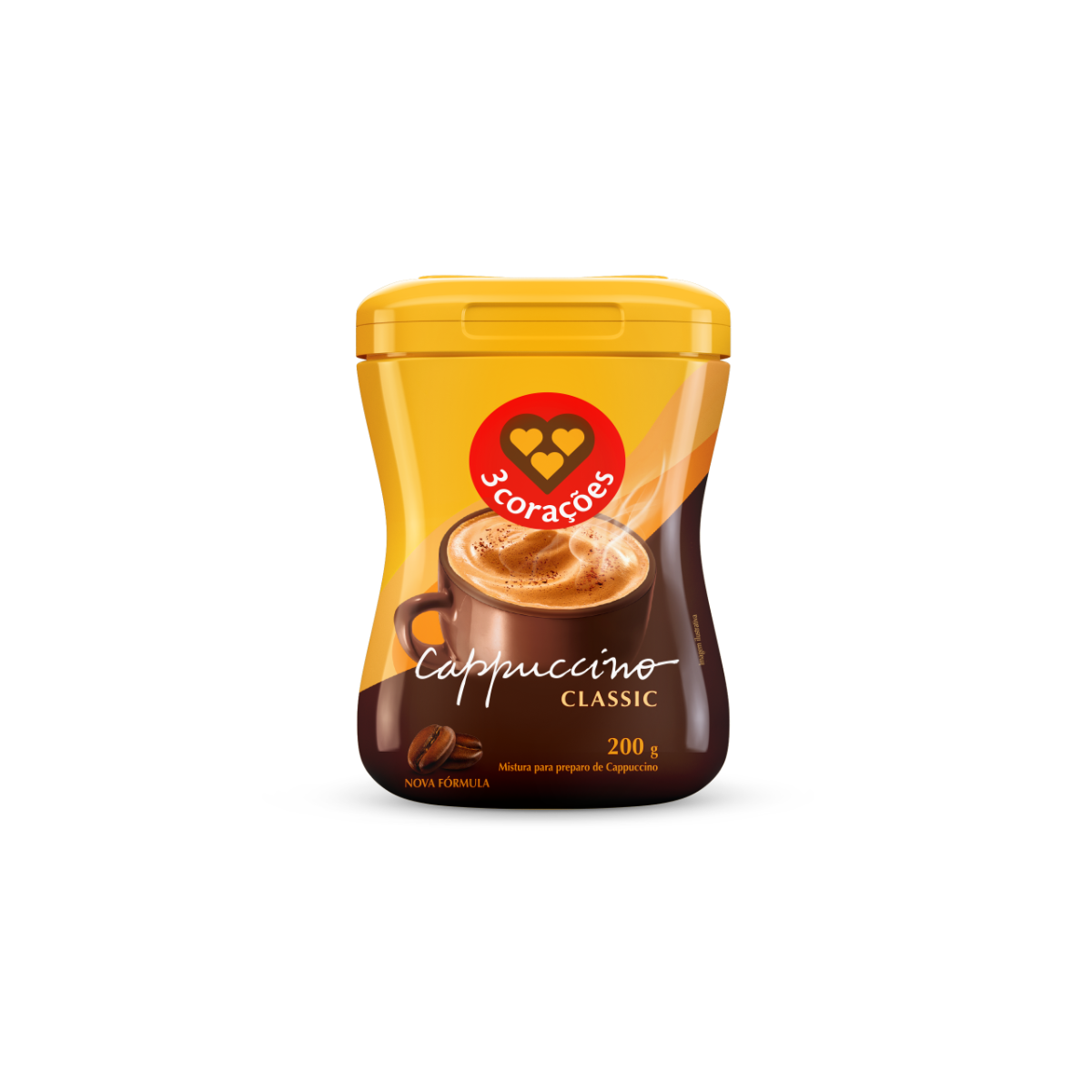 Cappuccino Solúvel Classic 3 Corações Pote 200g