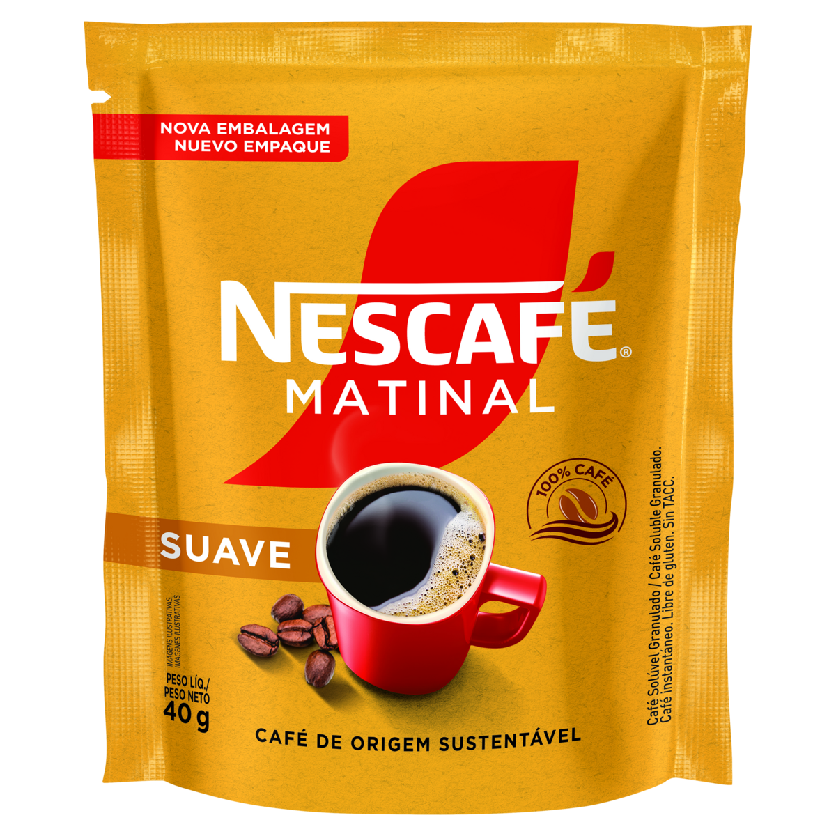 Café Solúvel Granulado Suave Nescafé Matinal Sachê 40g