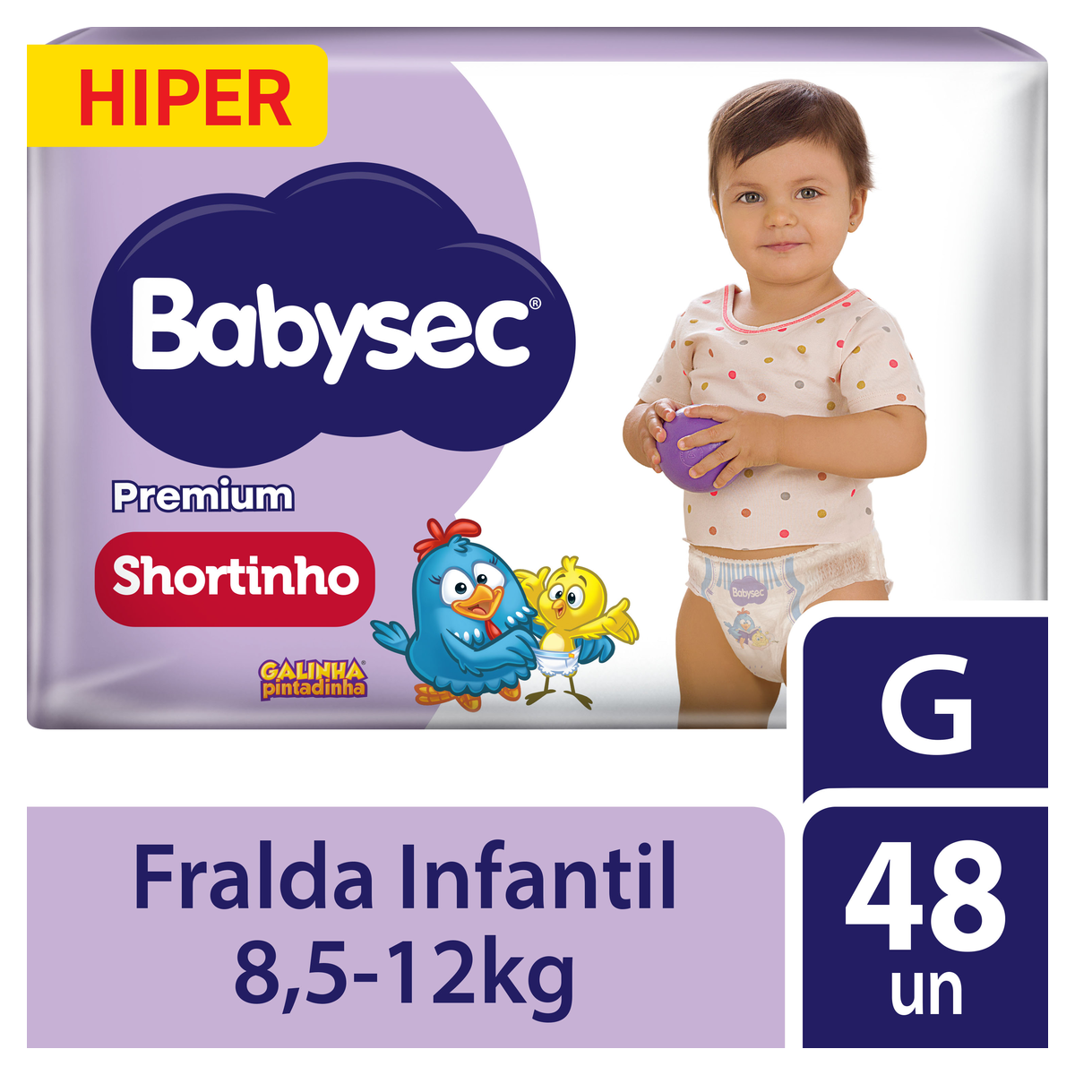 Fralda Descartável Shortinho Babysec Premium G Hiperpacote 48 Unidades