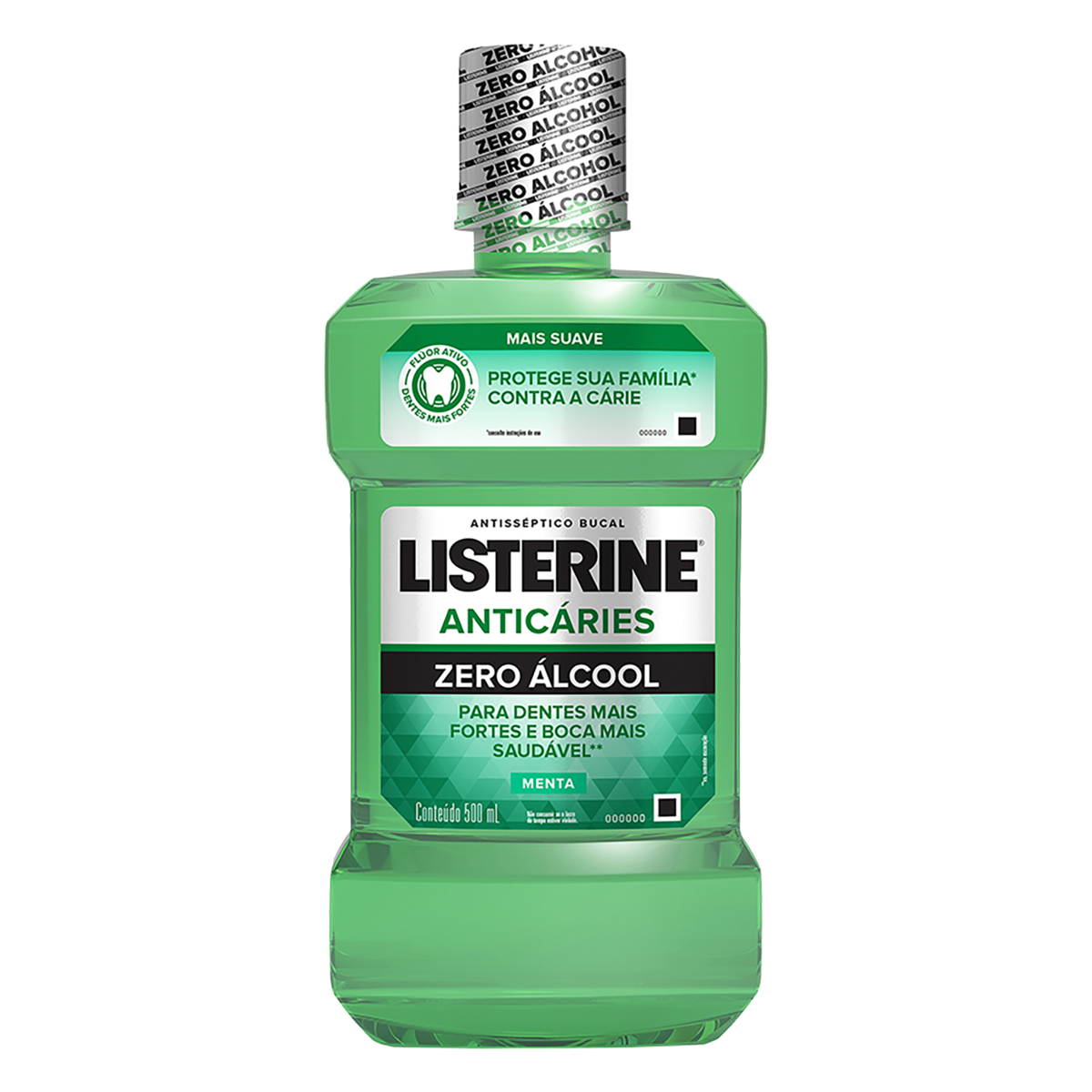 Enxaguante Bucal Antisséptico Zero Álcool Menta Listerine Anticáries Frasco 500ml
