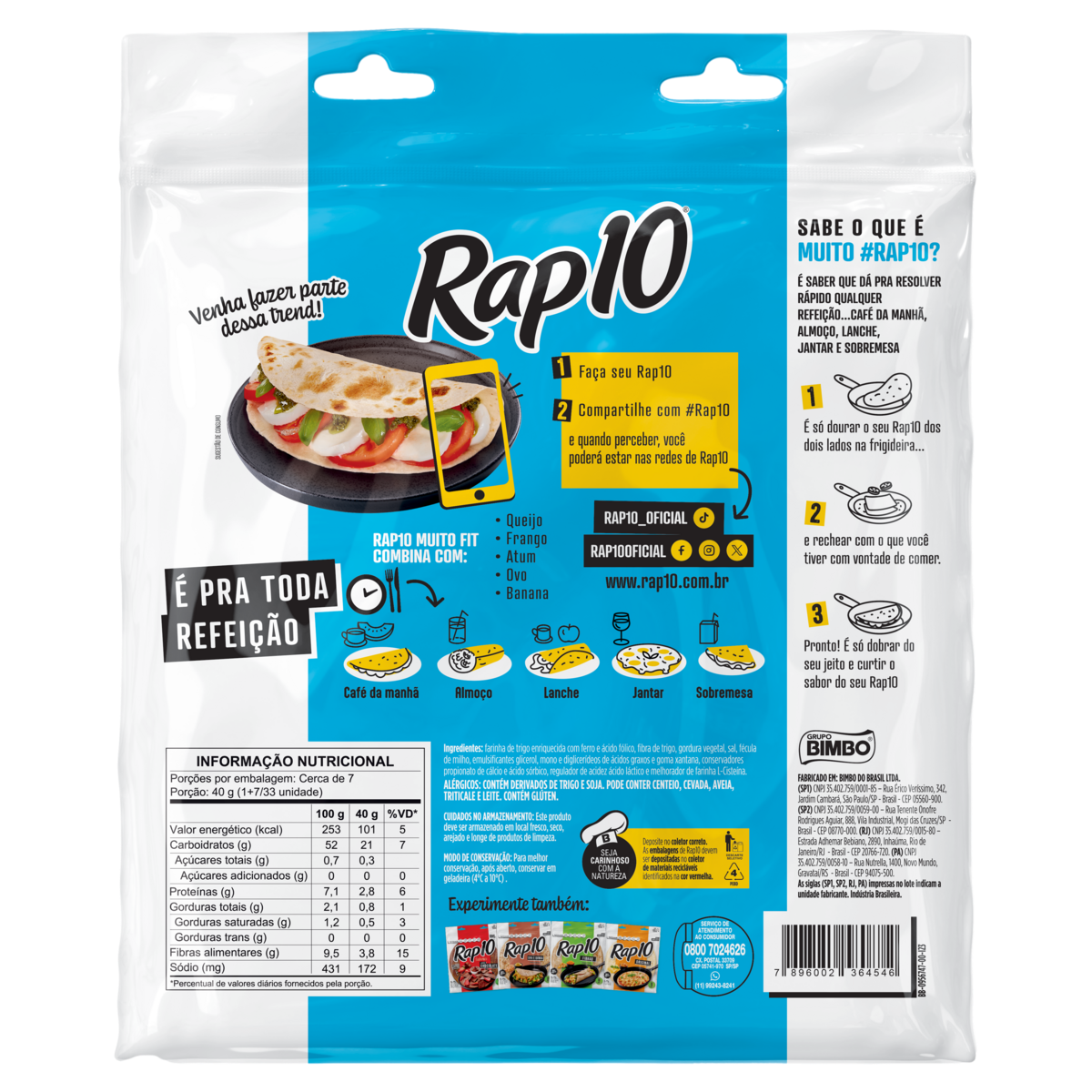 Pão Tortilha Fit Rap10 Pouch 297g | Extra Mercado