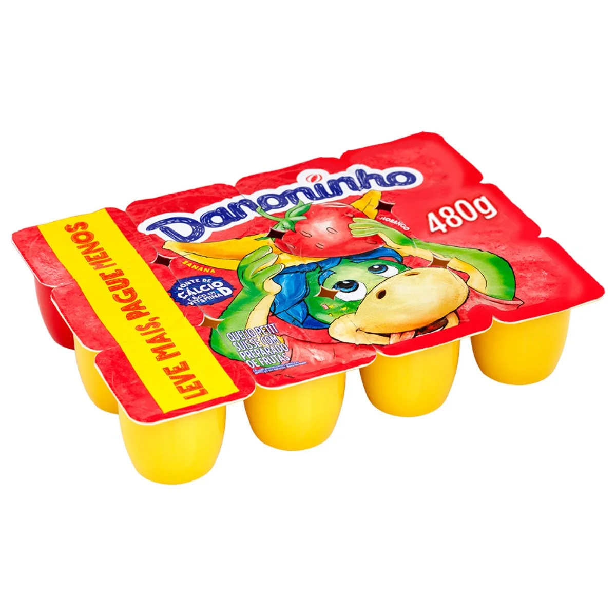 Petit Suisse Banana + Maçã-Verde + Morango Danoninho Bandeja 480g Leve 12 Pague 10 Unidades