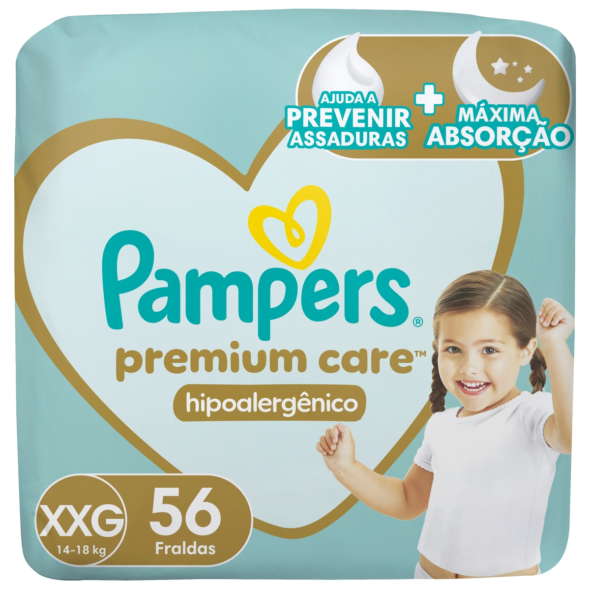 Fraldas PAMPERS Premium Care XXG 56 Unidades