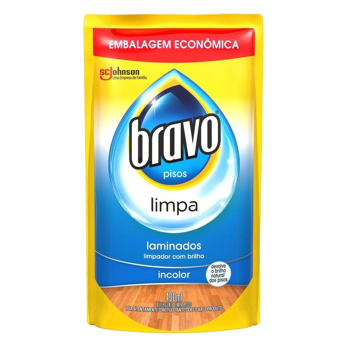 Detergente Limpa-Pisos Laminados Bravo Sachê 400ml Embalagem Econômica