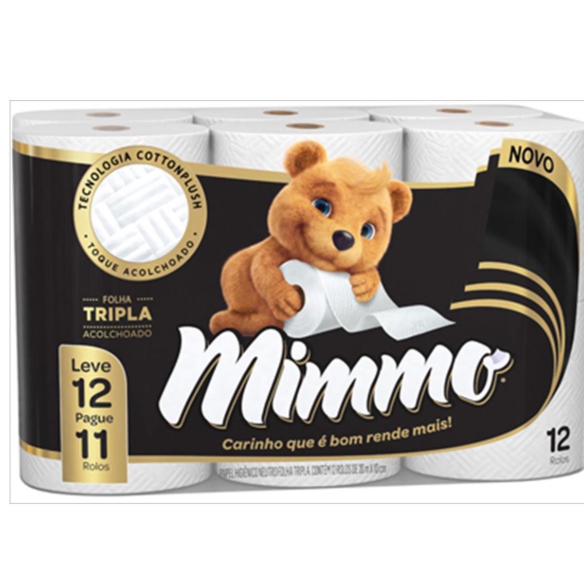 Papel Higiênico Folha Tripla Neutro Mimmo 20m Pacote Leve 12 Pague 11 Unidades