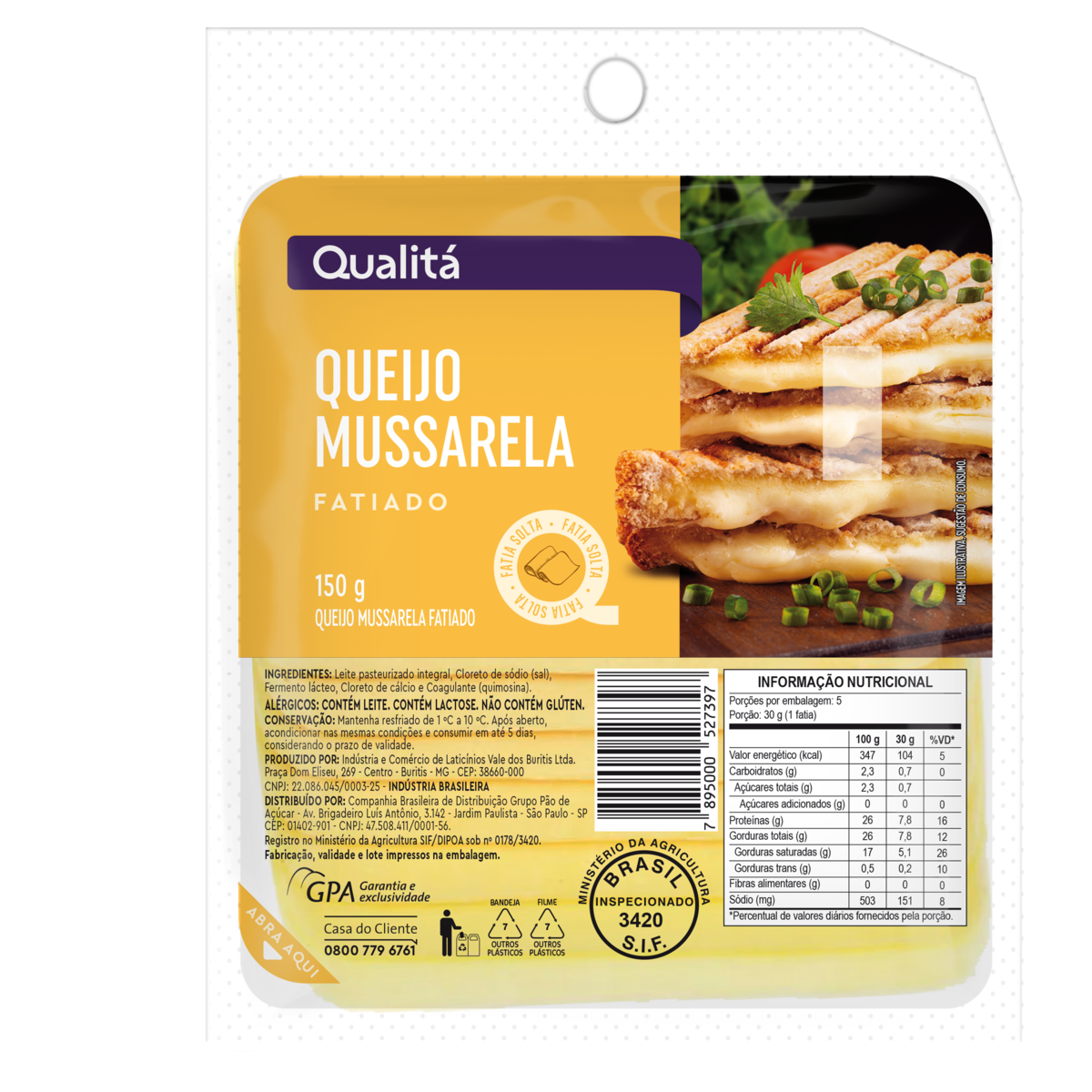 Queijo Mussarela Fatiado Qualitá 150g