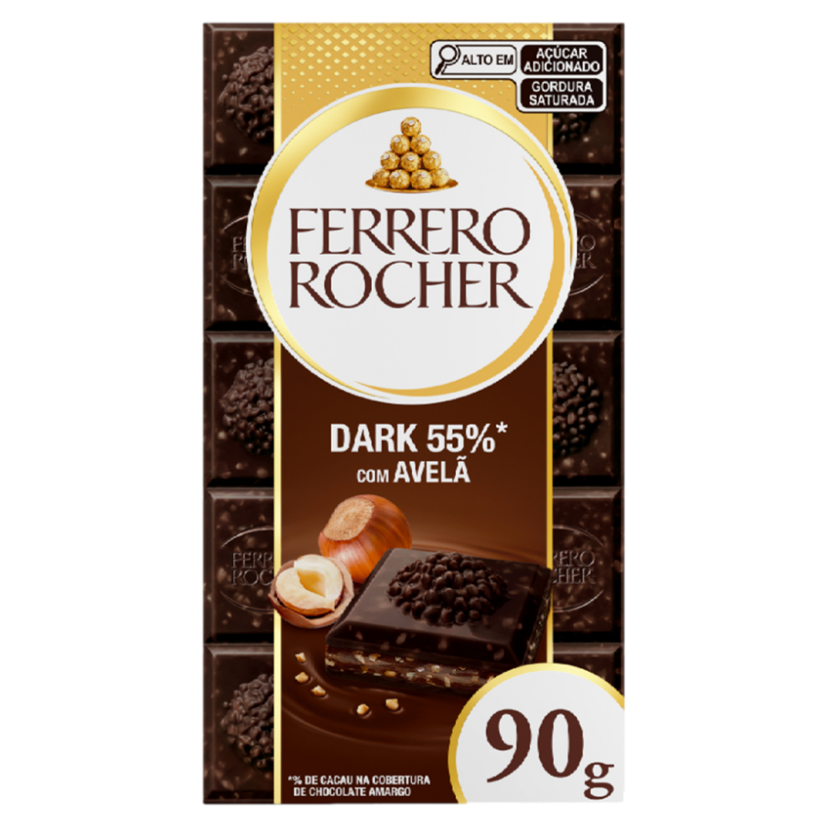 Ferrero Rocher Tablete Dark com Avelã 1 Unidade 90g
