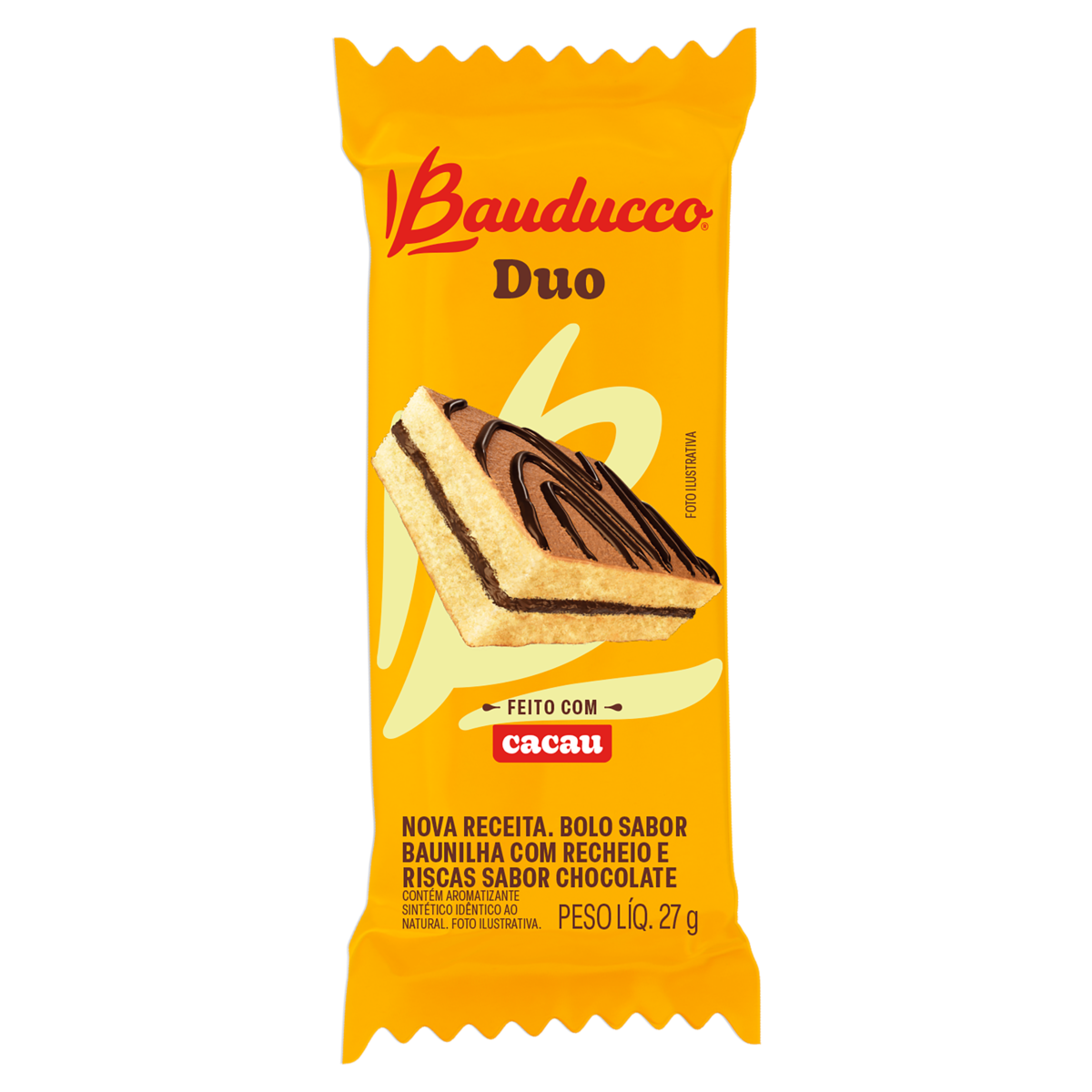 Bolo Baunilha Recheio Chocolate Bauducco Duo Pacote 27g