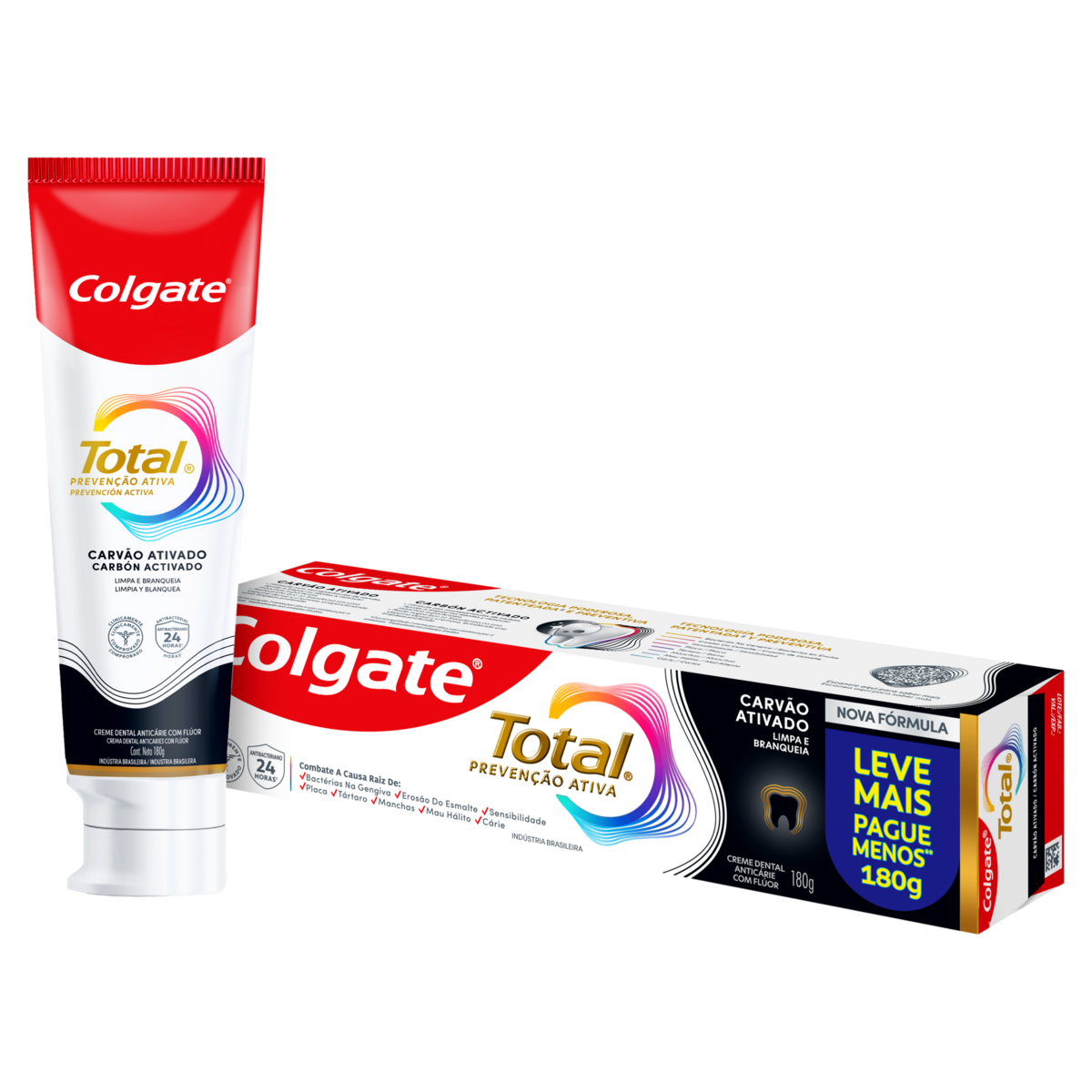 Creme Dental Carvão Ativado Colgate Total 12 Caixa 180g