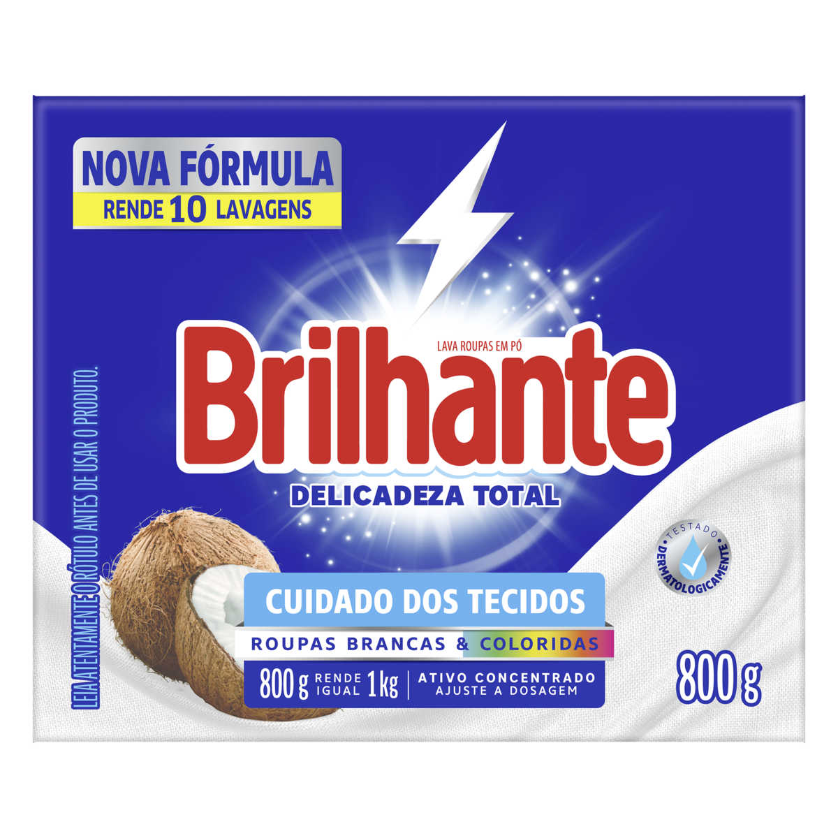 Lava-Roupas Pó Roupas Brancas e Coloridas Brilhante Delicadeza Total Caixa 800g