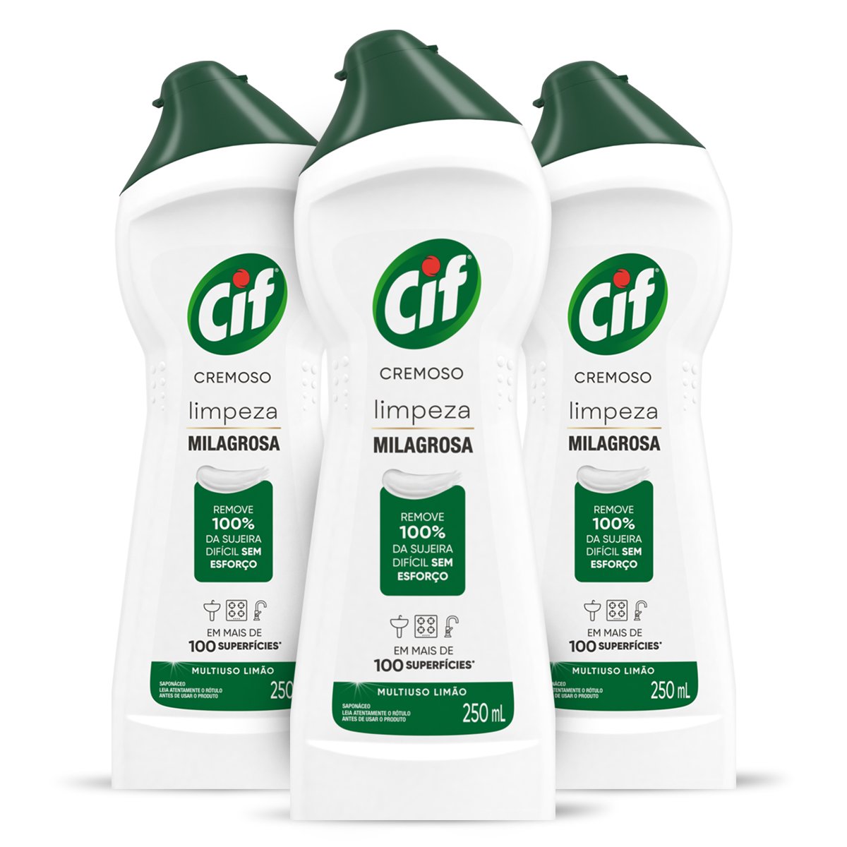 KIT 3 CIF CREMOSO LIMPEZA MILAGROSA LIMÃO 250 ML 