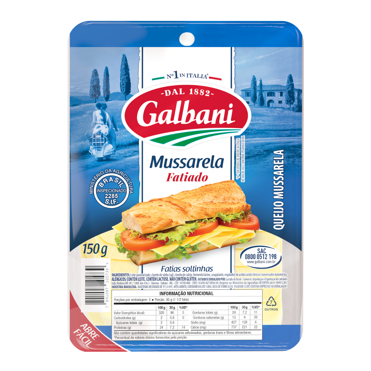 Queijo Mussarela Fatiado Galbani 150g