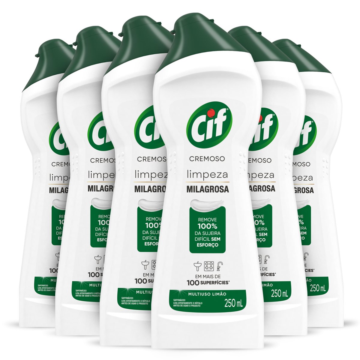 KIT 6 CIF CREMOSO LIMPEZA MILAGROSA LIMÃO 250 ML 