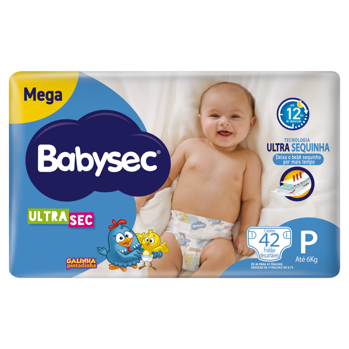 Fralda Descartável Babysec Ultra Sec P Megapacote 42 Unidades