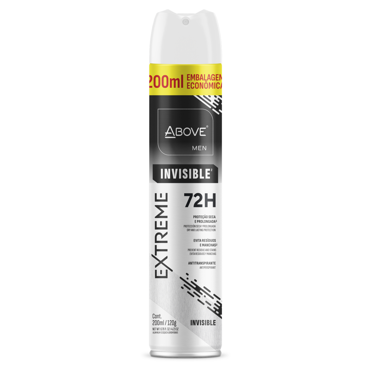 Antitranspirante Aerossol Invisible Above Men Extreme 200ml Spray Embalagem Econômica