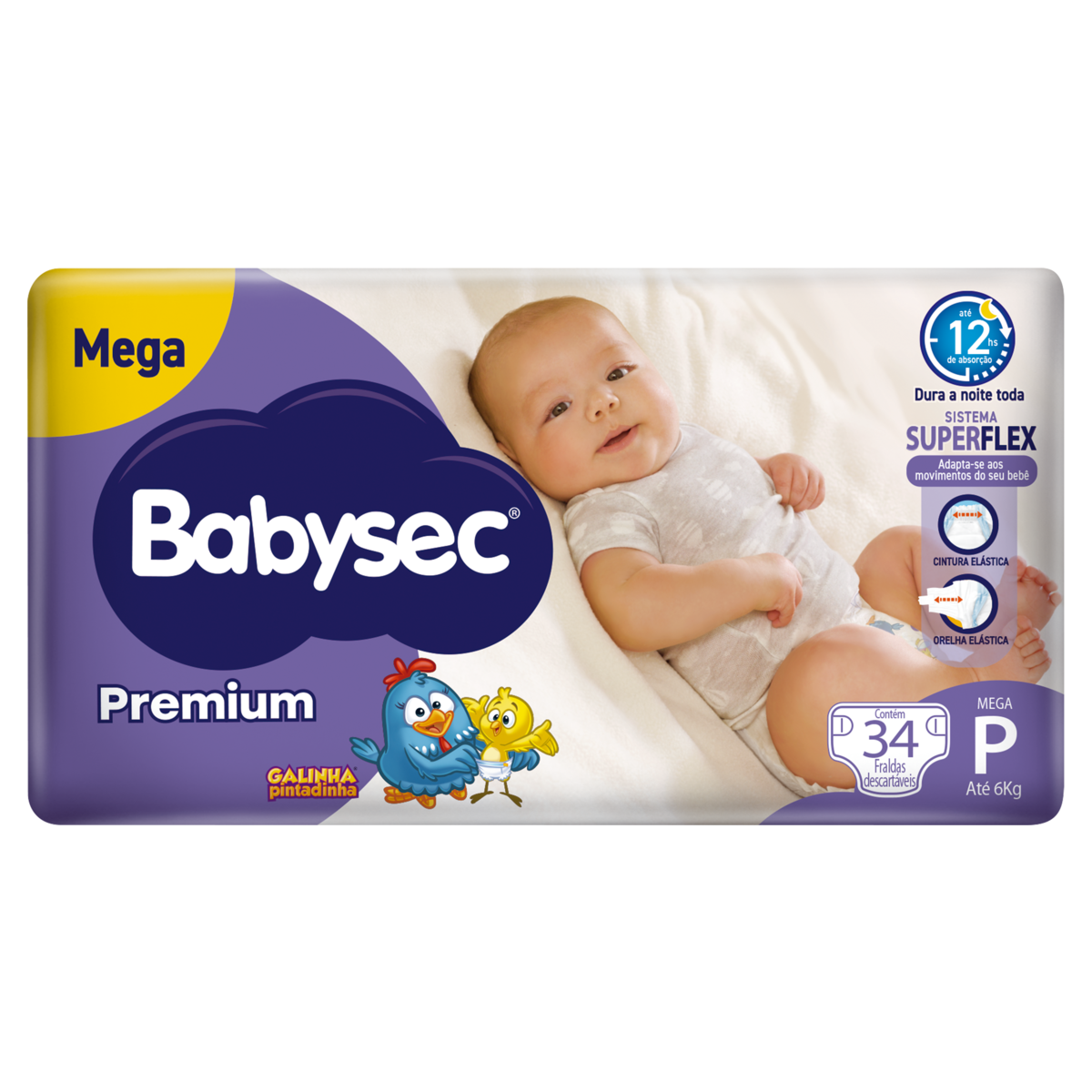 Fralda Descartável Babysec Premium P Megapacote 34 Unidades