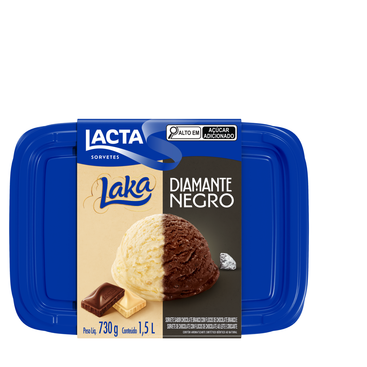 Sorvete Diamante Negro e Laka Lacta Pote 1,5l