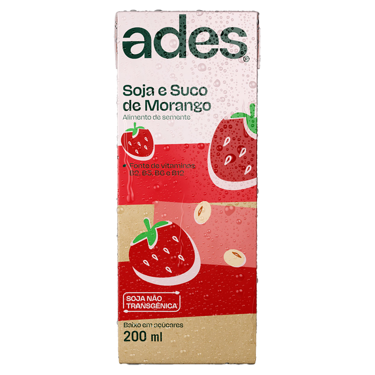 Bebida à Base de Soja Morango Ades Caixa 200ml