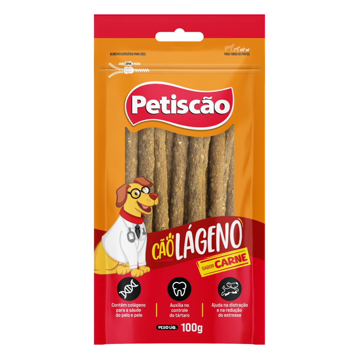 Palito para Cães Carne Petiscão Cãolágeno 100g