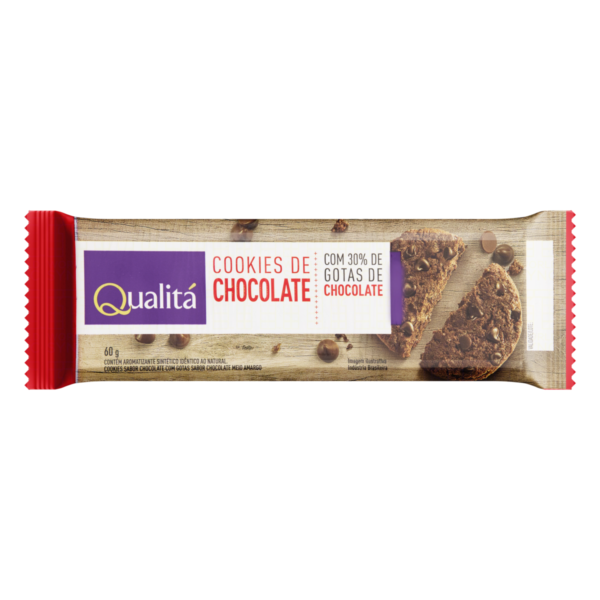 Cookie de Chocolate com Gotas de Chocolate QUALITÁ Pacote 60g