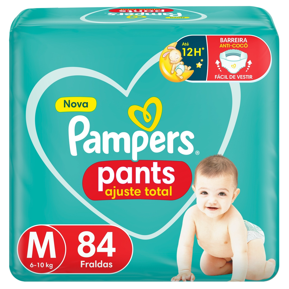 Fralda Descartável Infantil Pants Pampers Ajuste Total M Pacote 84 Unidades