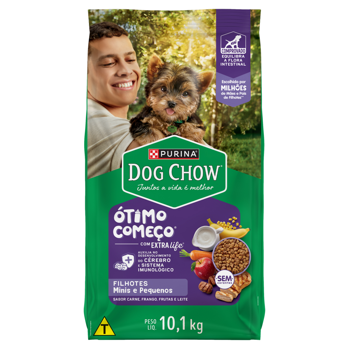 Alimento para Cães Filhotes Raças Minis e Pequenas Carne, Frango e Arroz Purina Dog Chow Extra Life Pacote 10,1kg