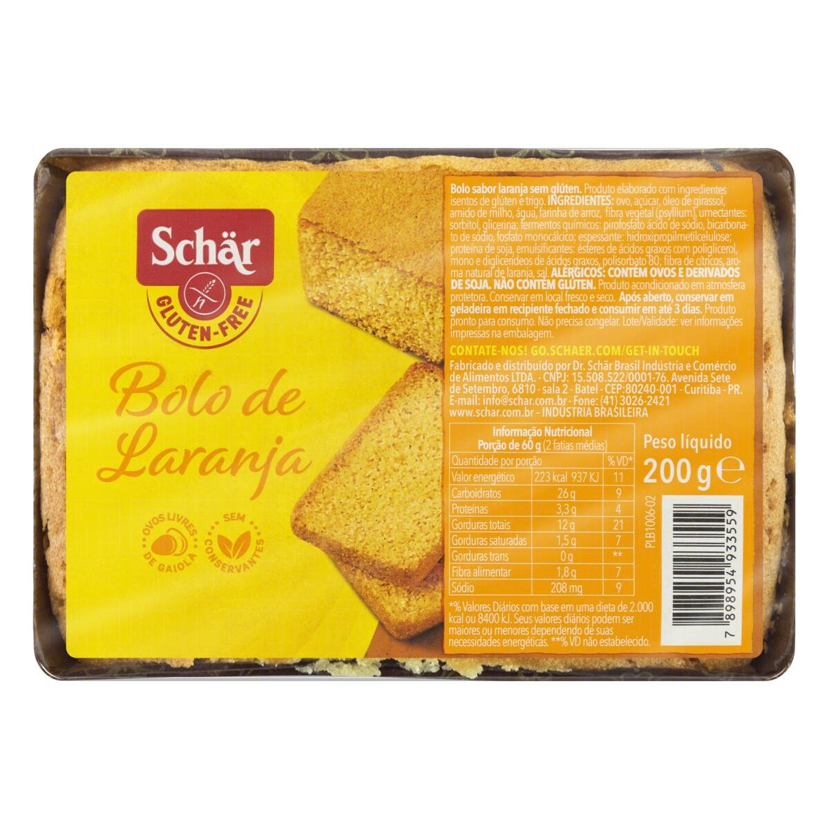 Bolo Laranja sem Glúten Schär Pacote 200g