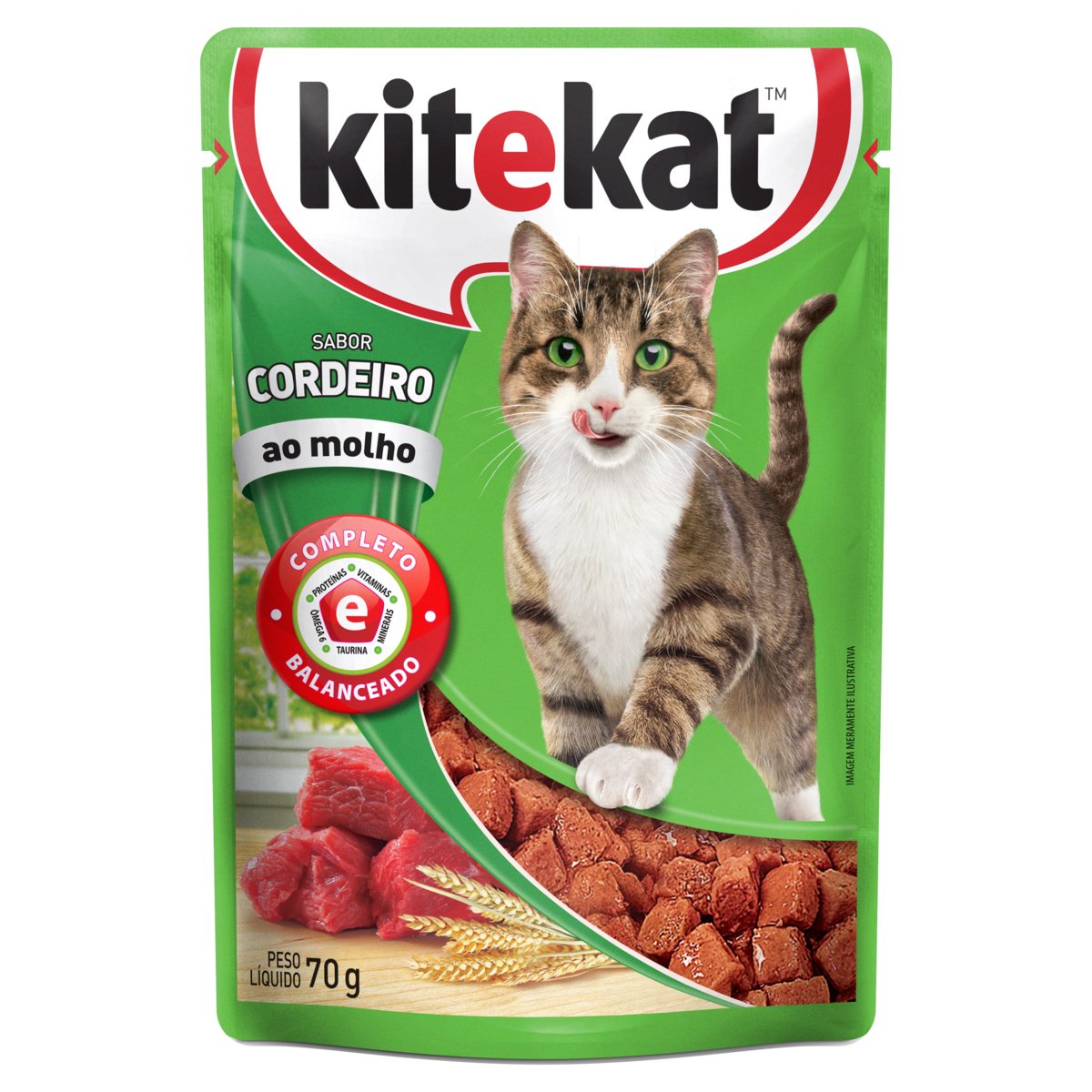Alimento para Gatos Adultos Cordeiro ao Molho Kitekat Sachê 70g