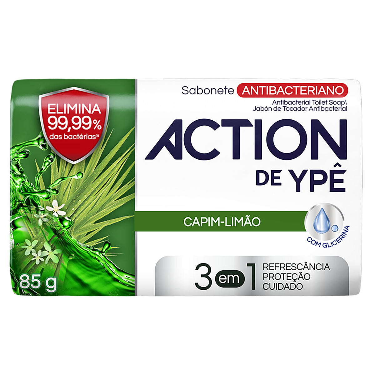 Sabonete Barra Antibacteriano Fresh Action Ypê Envoltório 85g