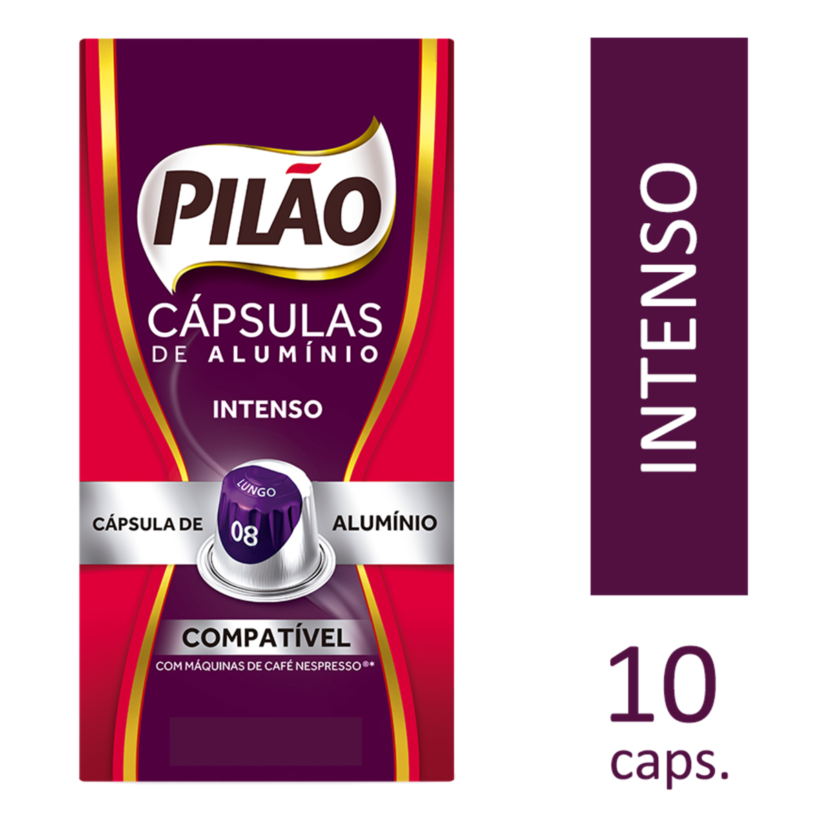 Café em Cápsula Torrado e Moído Lungo Intenso Pilão Caixa 52g 10 Unidades