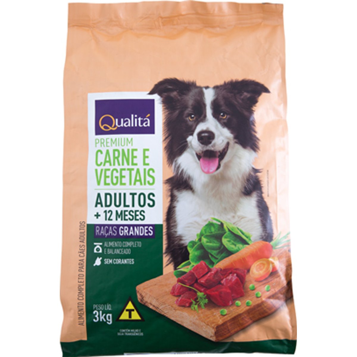 Ração Para Cães Grande Porte QUALITÁ Sabor Carne e Vegetais Adulto 3kg