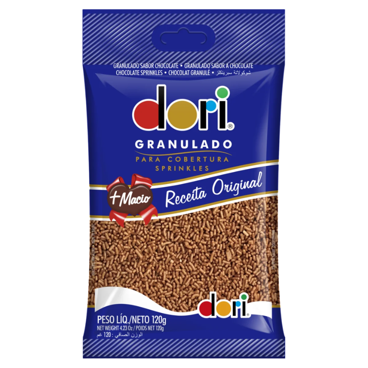 Confeito Granulado Chocolate Dori Pacote 120g