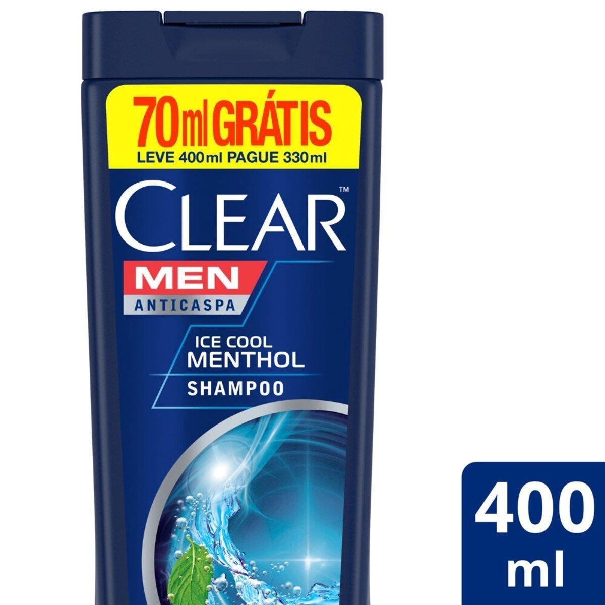 Shampoo Anticaspa CLEAR Men Ice Cool Menthol 400ML Pague 330ml