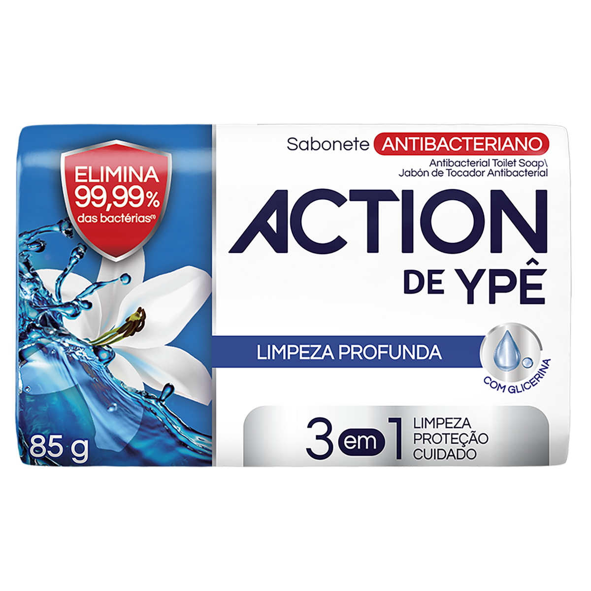 Sabonete Barra Antibacteriano Original Action Ypê Envoltório 85g