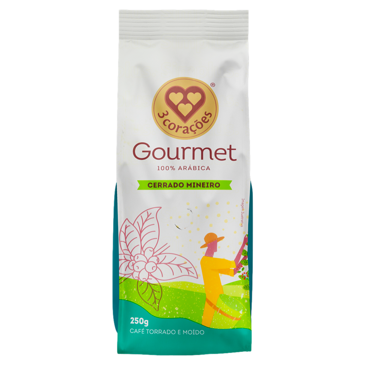 Café Torrado e Moído Cerrado Mineiro 3 Corações Gourmet Pacote 250g
